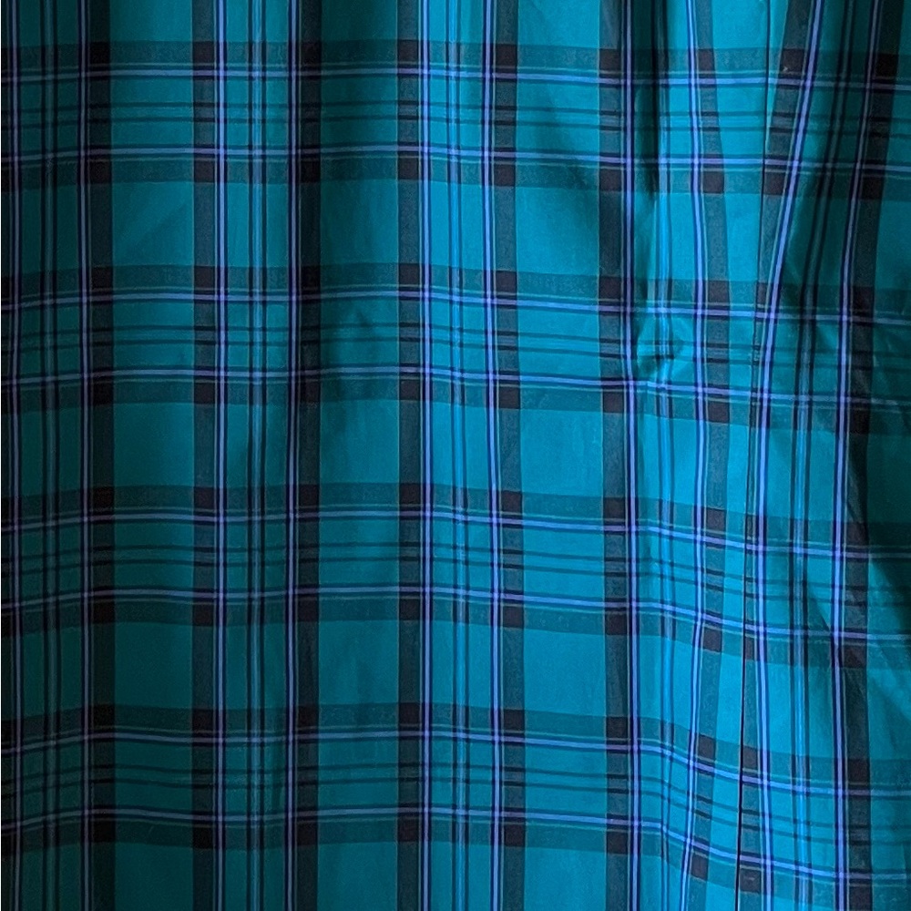 *HOST PICK* Landsโ End No Iron Supima Cotton Teal Green/Black/Purple Plaid Shirt - Picture 11 of 14